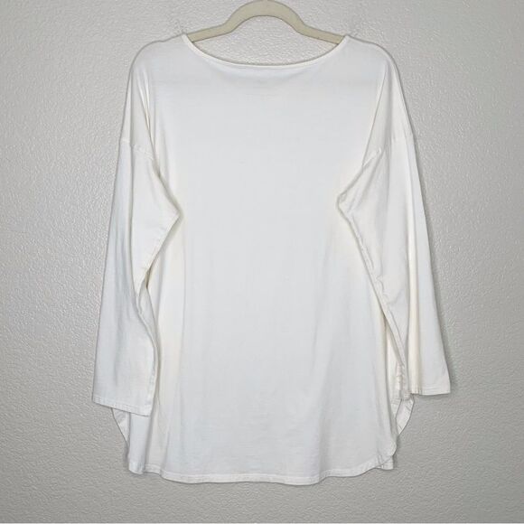 J. Jill Luxe Supima 3/4 Sleeves Ivory Stretch Tunic Pull Over Top - Picture 6 of 13